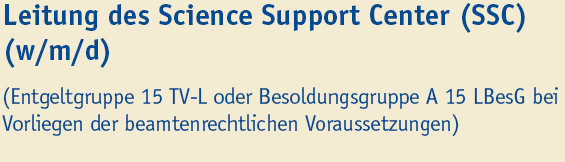 Leitung des Science Support Center (SSC) (m/w/d) - Uni Duisburg-Essen - Titel Leitung des Science Support Center (SSC) (m/w/d) - Uni Duisburg-Essen - Titel